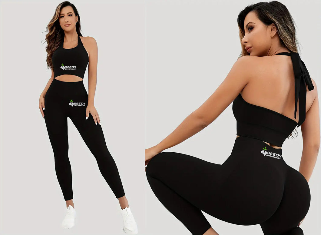 Womens Black Top and Bottoms Leggings