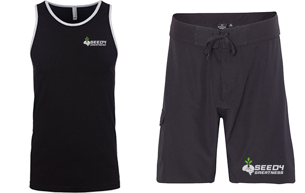 Black Tank Top and Black Board Shorts Summer Special